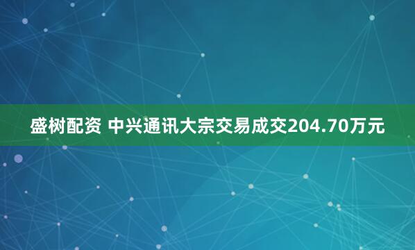盛树配资 中兴通讯大宗交易成交204.70万元