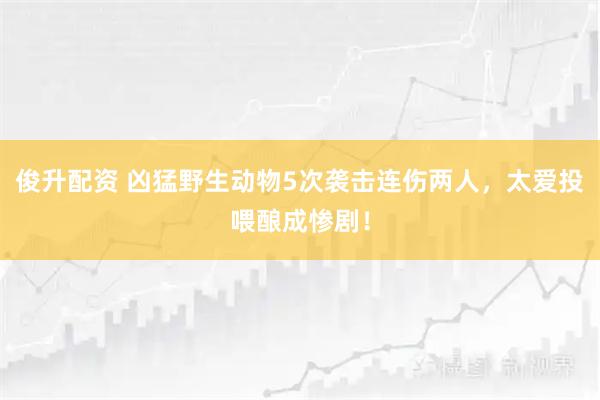 俊升配资 凶猛野生动物5次袭击连伤两人，太爱投喂酿成惨剧！
